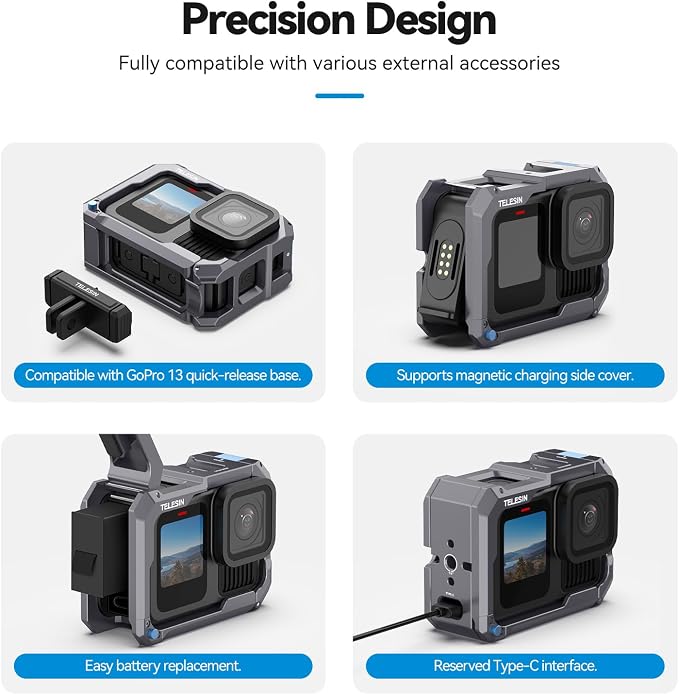 TELESIN Upgraded Aluminum Alloy Cage Frame Housing - Image 5
