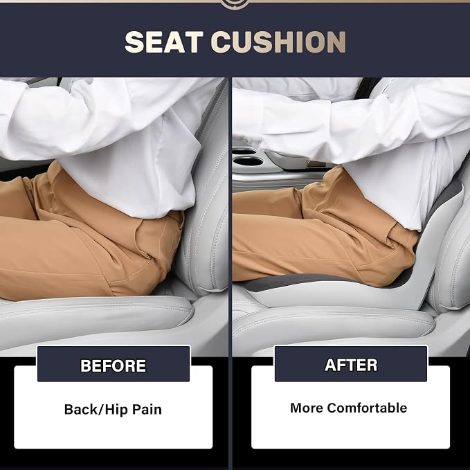 Coverado Car Seat Cushion and Lumbar Support Pillow One Piece, Memory Foam - Image 5
