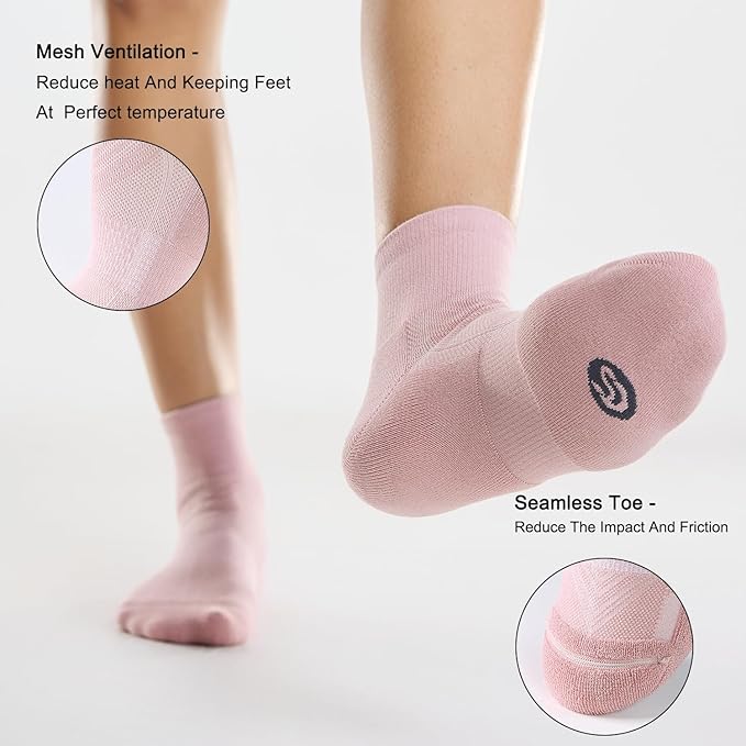 CS CELERSPORT 6 Pairs Women's Running Ankle Socks Athletic Sport Socks Cushioned - Image 5