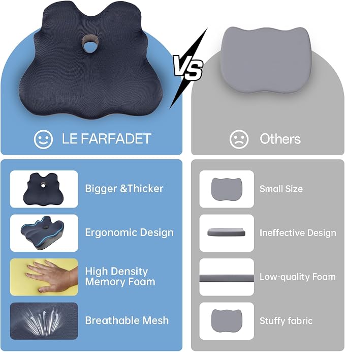 Seat Cushion, X-Large Memory Foam Office Chair Cushion, - Image 6