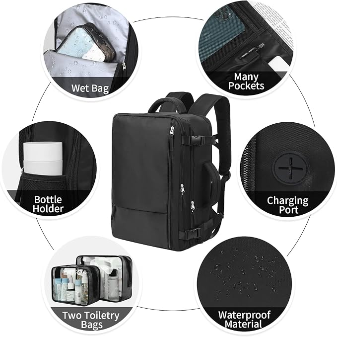 Hanples Travel Backpack for Women Men, Large Carry On Person Item Luggage - Image 7