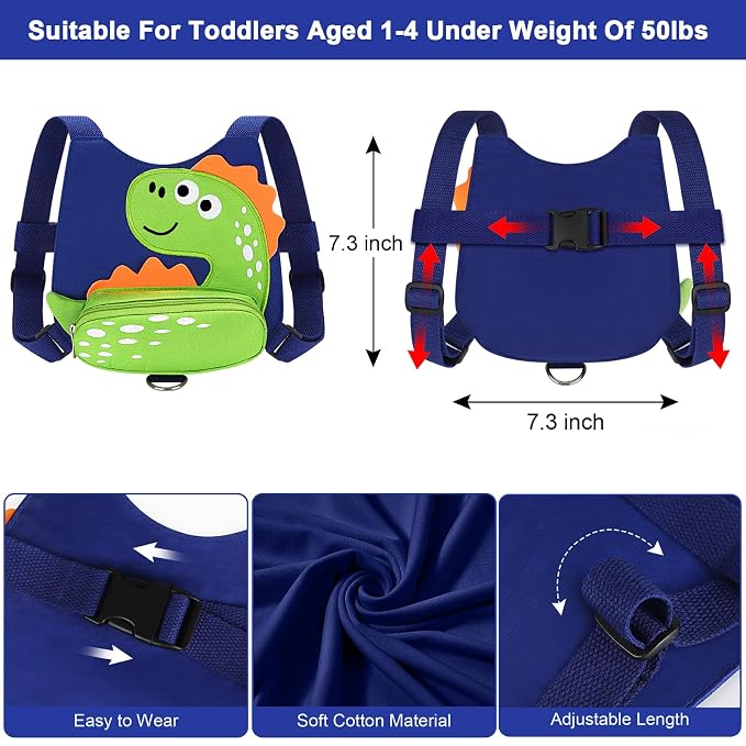 Accmor Toddler Harness Leash, Cute Dinosaur Kids Harness Children Leash - Image 2