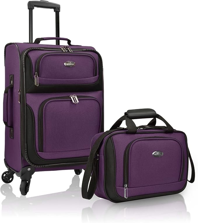 U.S. Traveler Lightweight Rolling 20" Carry On Luggage Softside Suitcase by USTraveler