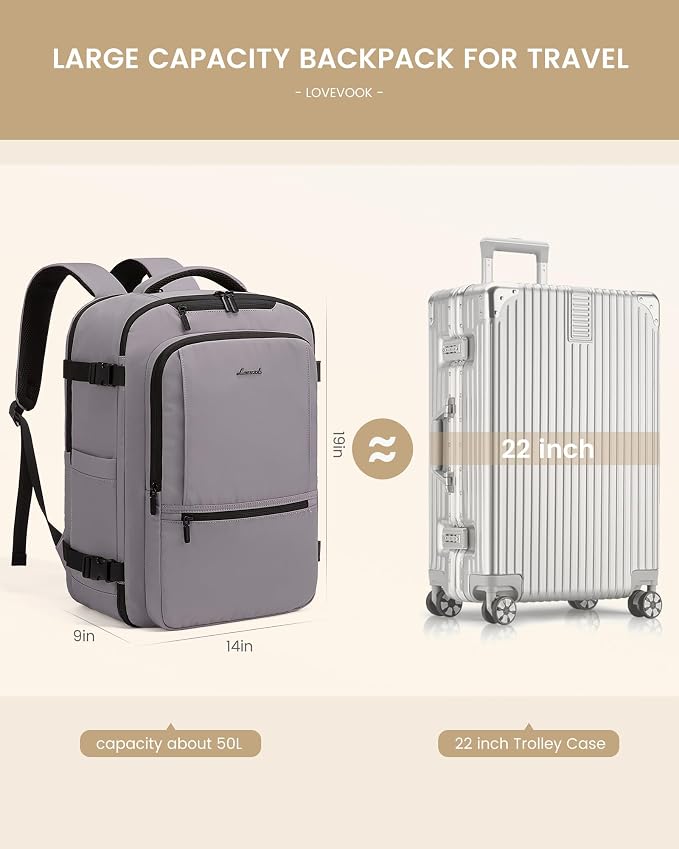 LOVEVOOK Travel Backpack for Women & Men, 50L Large Carry On Backpack Airline - Image 3