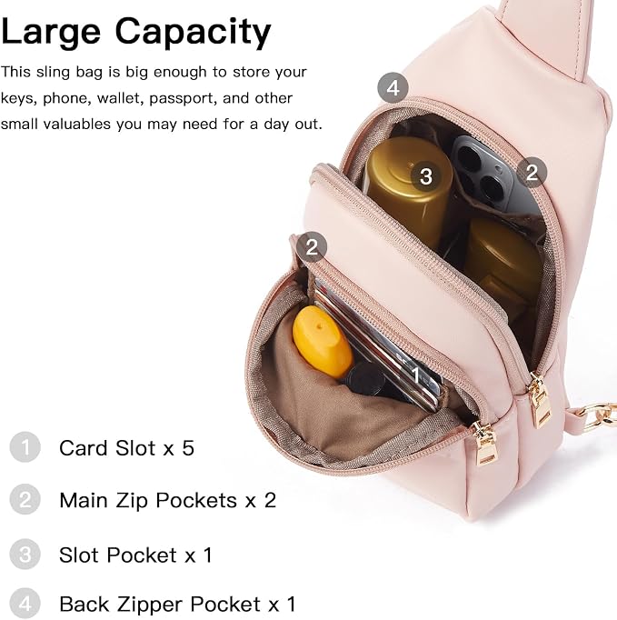 Telena Small Sling Bag for Women Leather Crossbody Fanny Packs Chest Bag for - Image 4