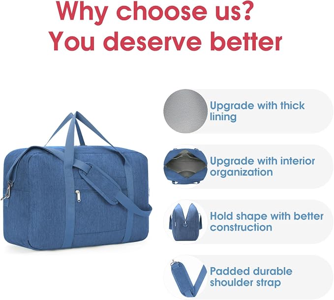 Carry on luaggage 22x14x9 Airlines Approved Foldable Carry on Bag Packable - Image 5