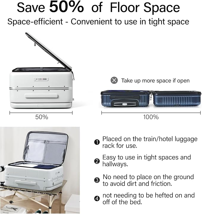 Hanke Top Opening Carry On Luggage, 20 Inch Zipperless Aluminum Frame Wide - Image 8
