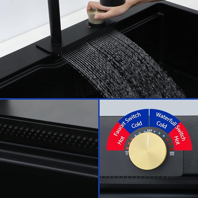 Dcolora Waterfall Smart Kitchen Sink 33x22 Drop In Single Bowl Multifunctional - Image 6