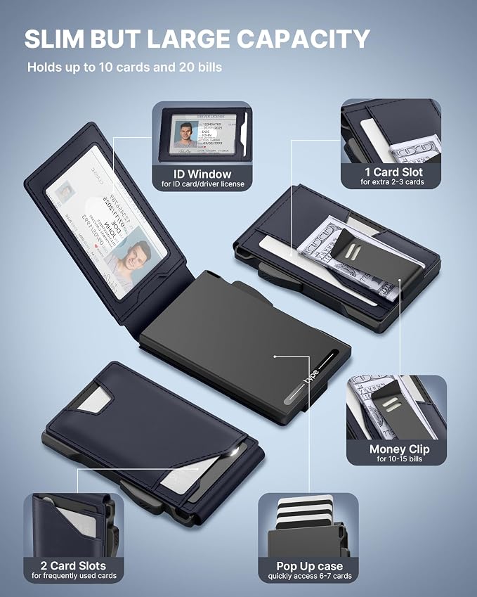 typecase Tactical Wallet for Men Card Holder: Pop Up Card Case, Genuine Leather - Image 2
