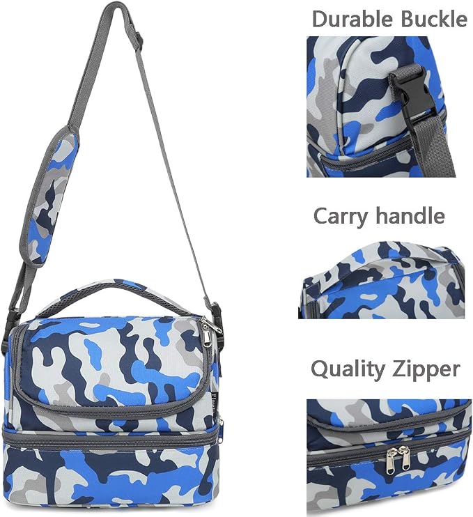 FlowFly Kids Double Decker Cooler Insulated Lunch Bag Large Tote - Image 4