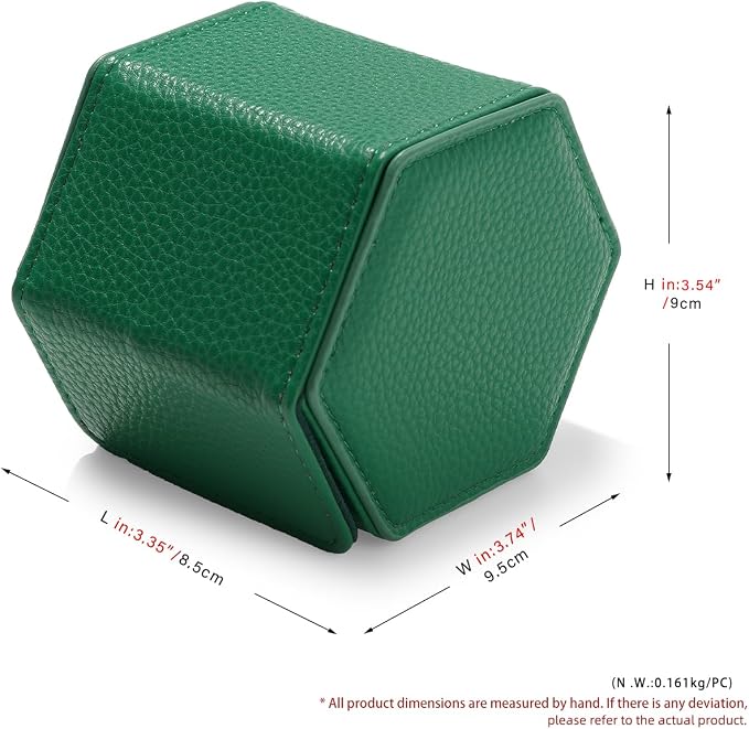 Oirlv Luxury Hexagonal Leather Watch Travel Case Single Watch Box - Image 8