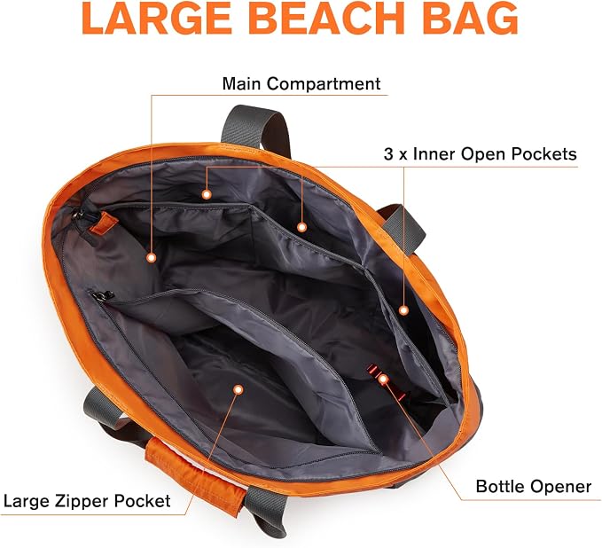 G4Free Beach Bag, Waterproof Sandproof Beach Tote Bag, Large Capacity Foldable - Image 4