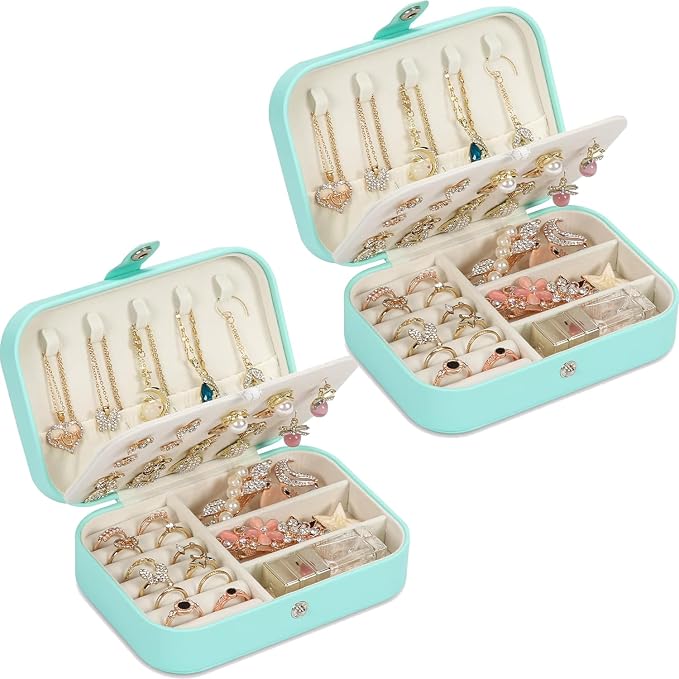 Travel Jewelry Box, PU leather Small Jewelry Organizer by XZUZ