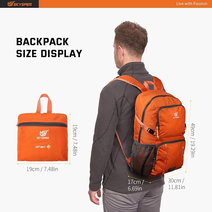 SKYSPER Lightweight Packable Backpack - 30L Hiking Daypack - Image 6