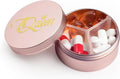 Small Pill Case 3 Compartments, Metal Round Portable Pill Box, Waterproof by LightOnIt