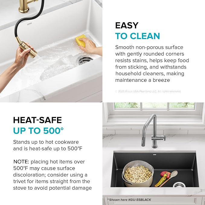 KRAUS Forteza 32-inch Granite Undermount Single Bowl White Kitchen Sink - Image 8