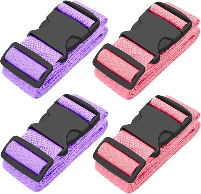 BILIONE 4 Pack Luggage Straps 79" Long Belts Keep Suitcase Secure While by BILIONE