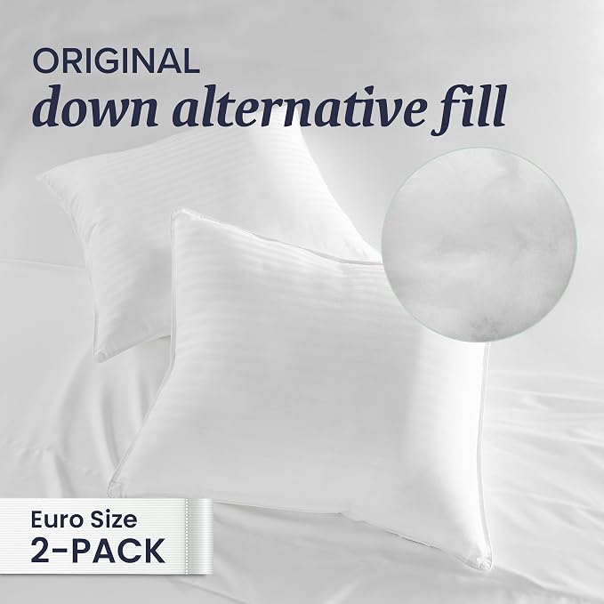 Beckham Hotel Collection Euro Size Throw Pillows, 26 x 26 Down Alternative - Image 3