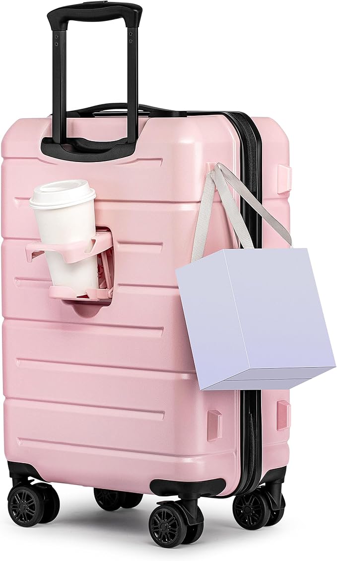 KYME Pink Hardside Carry On Luggage 22x14x9 Airline Approved by KYME