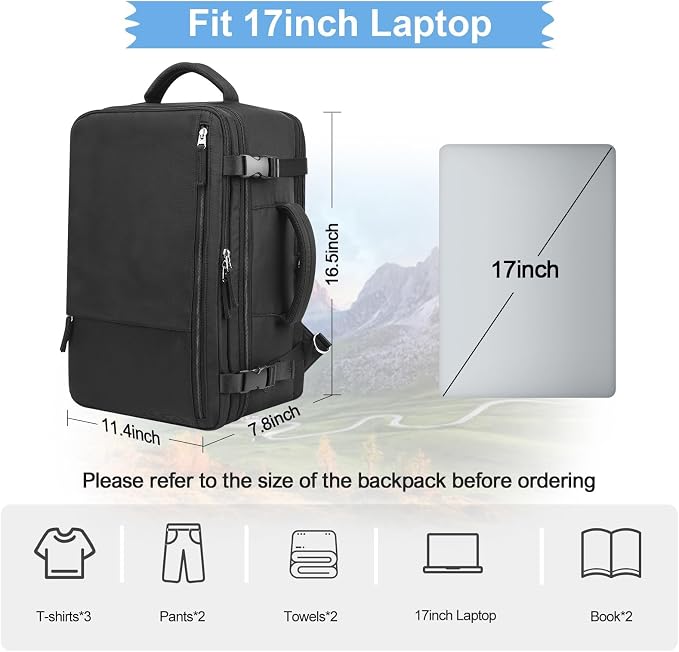 Hanples Travel Backpack for Women Men Large Carry On Person Item Flight - Image 4