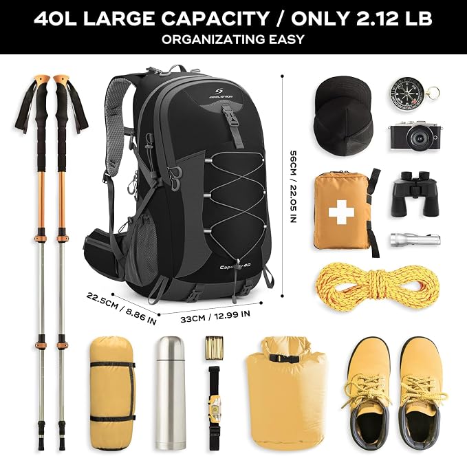 Maelstrom Hiking Backpack, Camping Backpack, 40L Waterproof Hiking Daypack - Image 2