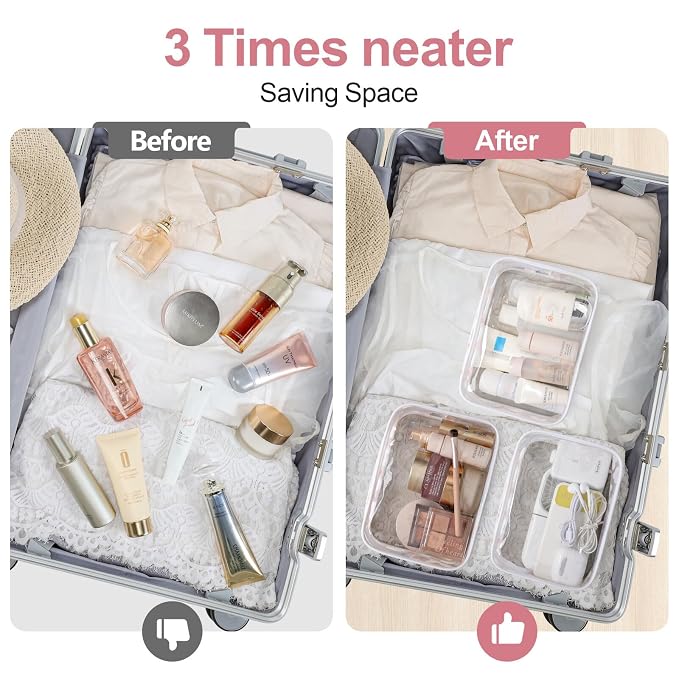 PACKISM TSA Approved Toiletry Bag, 3 Pack Clear Makeup Bag, Travel Makeup - Image 6