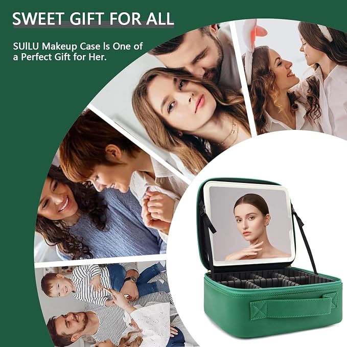 Makeup Bag with Led Mirror, Travel Makeup Organizer with 3 Color Setting & 10X - Image 6