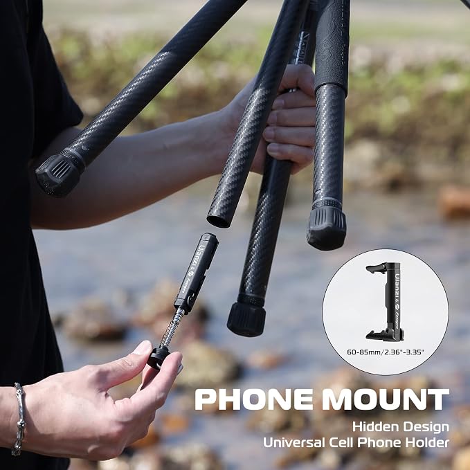 ULANZI F38 Video Travel Tripod, 61.4" Lightweight Carbon Fiber Camera Tripod - Image 8