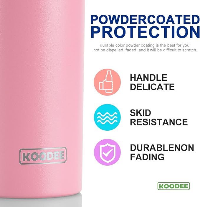koodee 20 oz Stainless Steel Skinny Tumblers Double Wall Insulated Water - Image 2