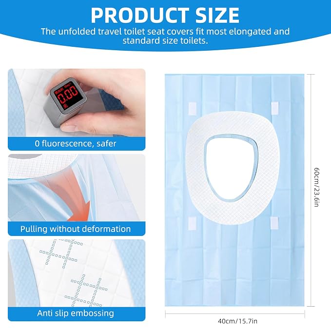 85 Pack Toilet Seat Covers Disposable 16x24 Inch XL Portable Toilet Liners - Image 2