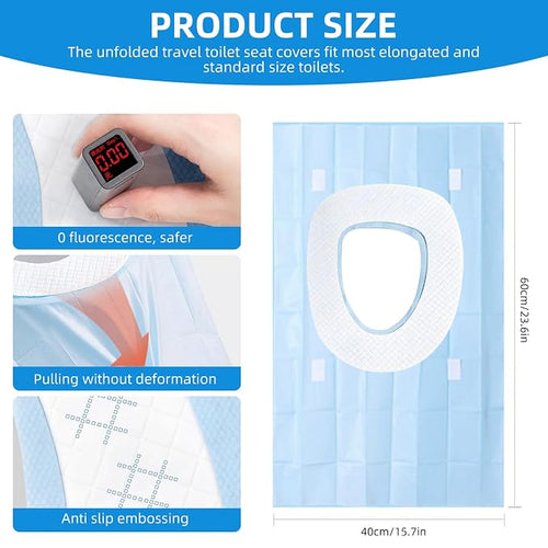 55 Pack Toilet Seat Covers Disposable 16x24 Inch XL Portable Toilet Liners - Image 2