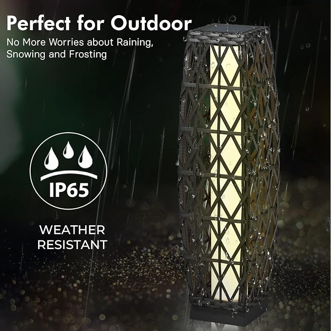 Grand patio Solar Outdoor Floor Lamp Wicker Lantern Decoration Light - Image 5