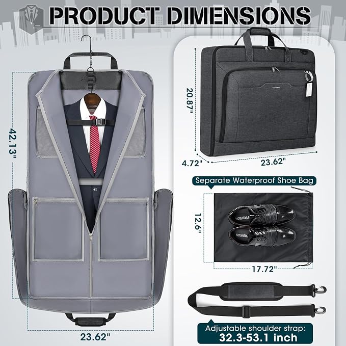 RAINSMORE Garment Bags for Travel Carry On Garment Bag for Hanging Clothes - Image 4