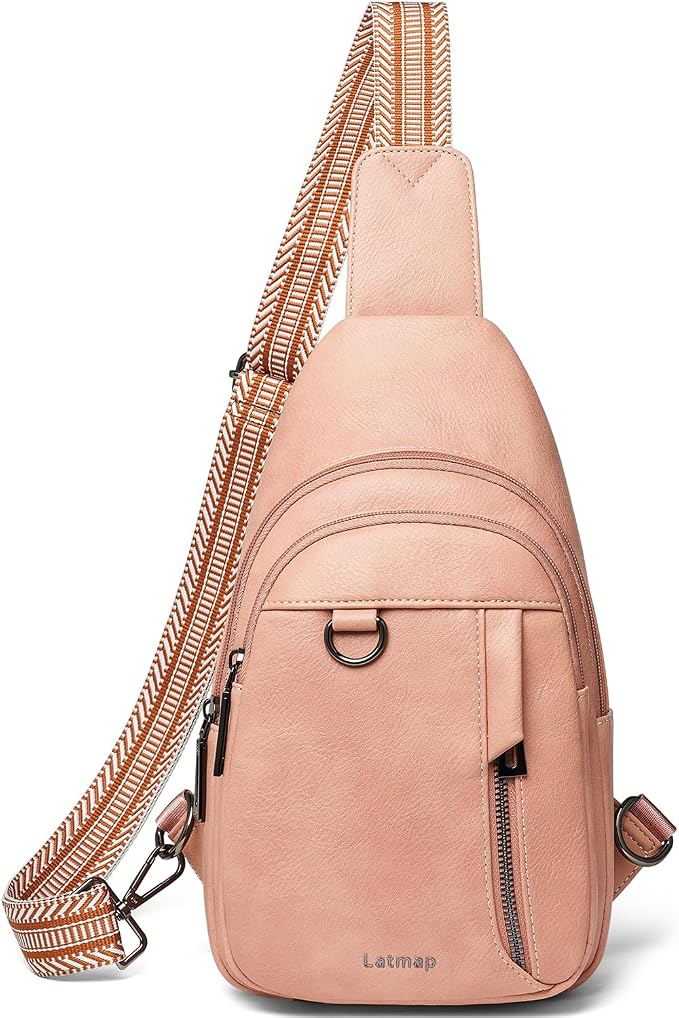 7L Sling Bag for Women Men Leather Small Sling Backpack Daypack Anti Theft by LATMAP