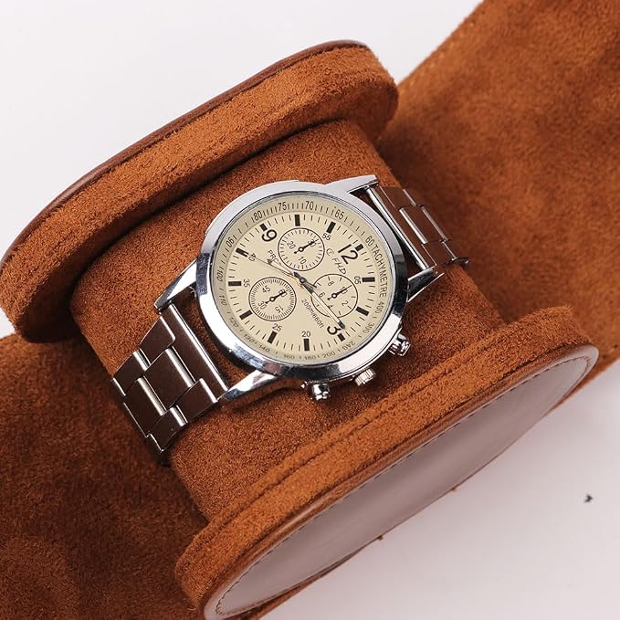 HAN QIANG Single Watch Roll Travel Case Chic Portable Vintage Leather Display - Image 5