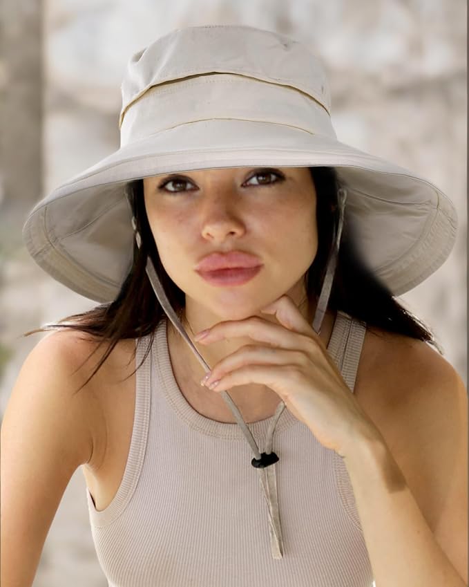 Sun Hats for Women Gardening Hat Wide Brim Ponytail Beach Sun Protection - Image 8