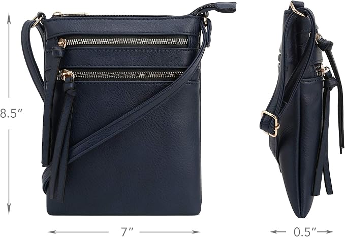 DELUXITY | Crossbody Purse Bag | Functional Multi Pocket Double Zipper Purse | - Image 8