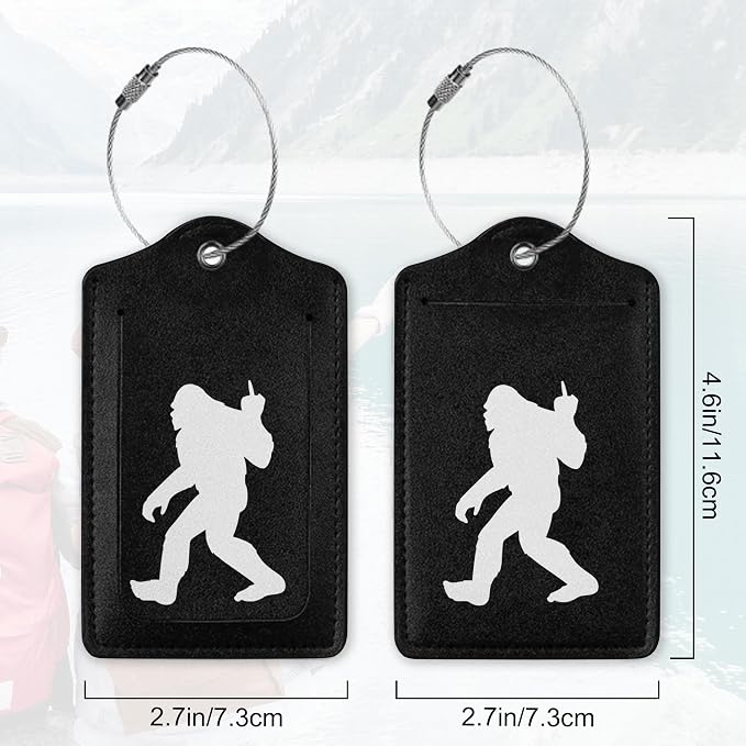 2Pcs Luggage Tag for Suitcase Black Sasquatch Cute Luggage Tag - Image 2