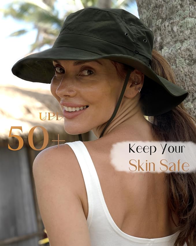 FURTALK Sun Hats for Women Ponytail UPF 50+ Beach Summer Hat Wide Brim Packable - Image 4