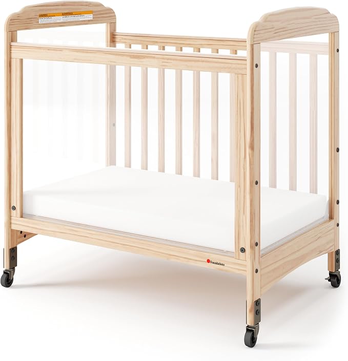 Foundations Serenity 3-Panel Clearview Compact Crib, Fixed-Side, Natural Wood by FoundationsChildrensProducts