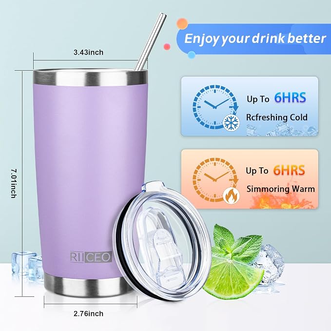 20oz Tumbler with Straw and Brush, Stainless Steel Vacuum Insulated tumbler - Image 4