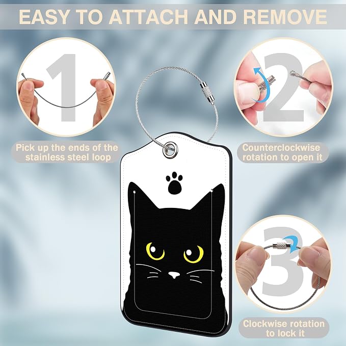 Set of 2 Luggage Tags Cute Black Cat Luggage Tags - Image 4