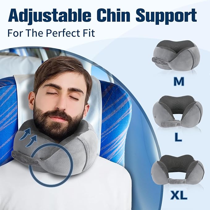 Neck Pillow for Traveling, Travel Pillows for Airplanes, 100% Pure Memory Foam - Image 2