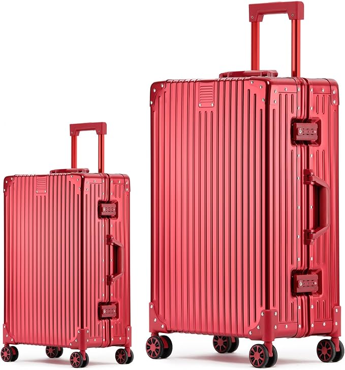 Metal All Aluminum Carry-on Luggage TSA Customs Lock Zipperless Silent Rotary by XZSP+AISU