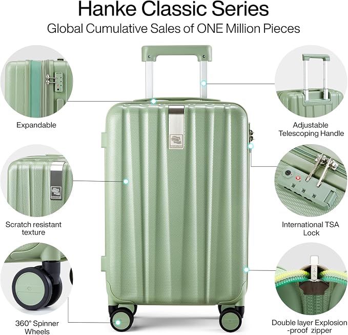 Hanke 20 Inch Expandable Carry on Luggage 22x14x9 Airline Approved Lightweight - Image 5