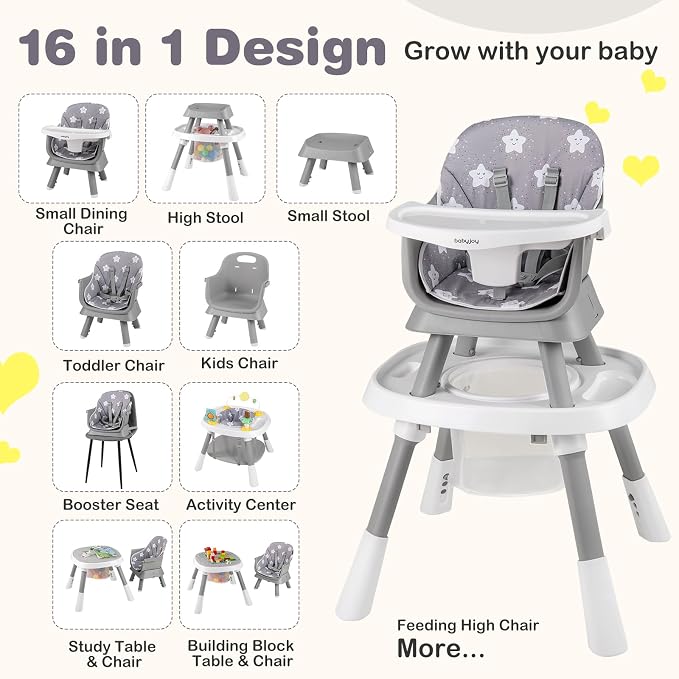 BABY JOY 16 in 1 High Chair, Convertible Baby Highchair - Image 2