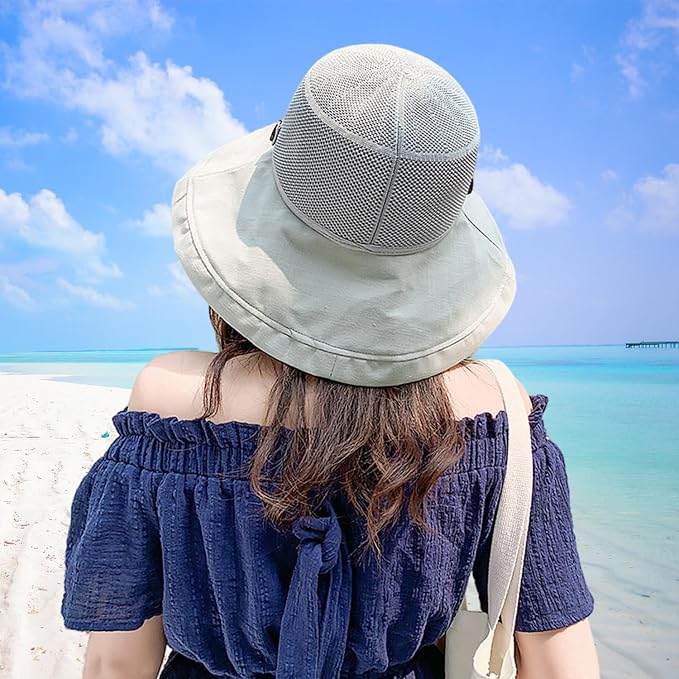 Women Wide Brim Sun Hats Metal Wired Edge Summer UV Protection Beach Fishing Hat - Image 6