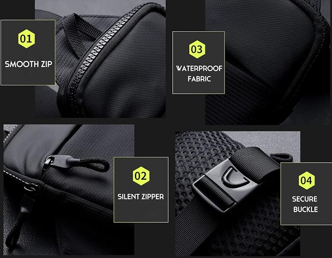 Simptech Mini Crossbody Sling Bag Chest Bag Dual Pocket Water Resistant Fanny - Image 6