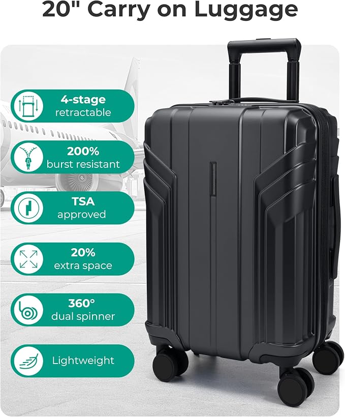 BAGSMART Expandable Carry On Luggage 22x14x9 Airline Approved, 1OO% PC - Image 3