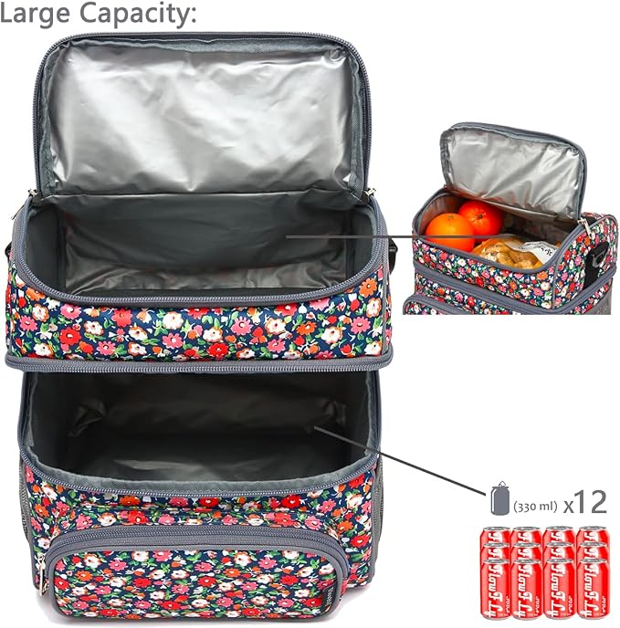 FlowFly Double Layer Cooler Insulated Lunch Bag Adult Lunch Box Large Tote Bag - Image 5